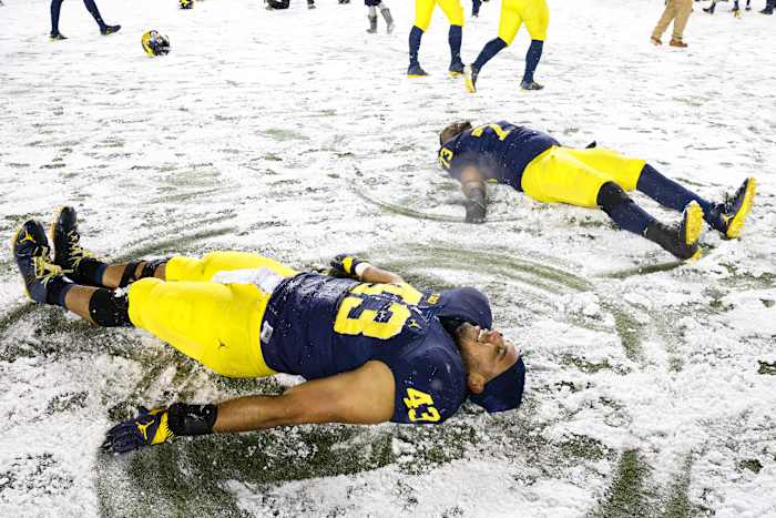 Michigan snow angels on the ground